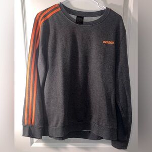 Adidas Kids Gray With Orange Striped Sleeve Sweater Size XL